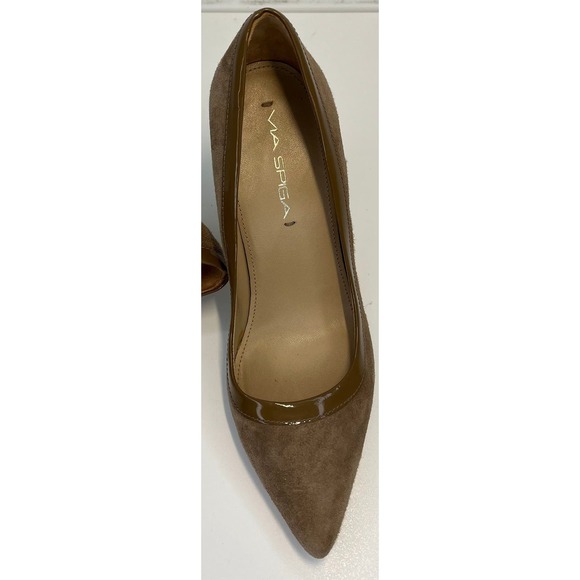 Via Spiga Suede Heels Women's Size 6 Beige Taupe Brown 3" Heel - Picture 2 of 4